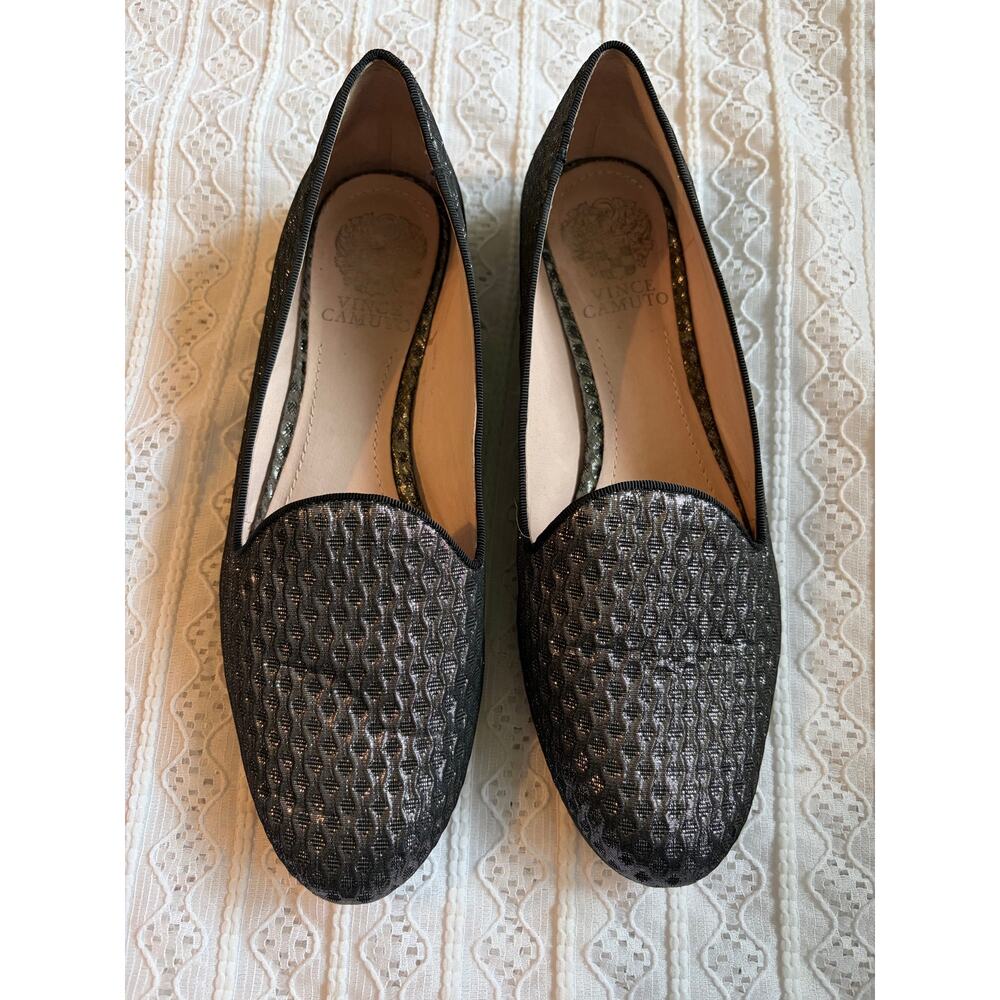 Vince Camuto Metallic Textured Smoking Loafers Women's Size 8 EU 38